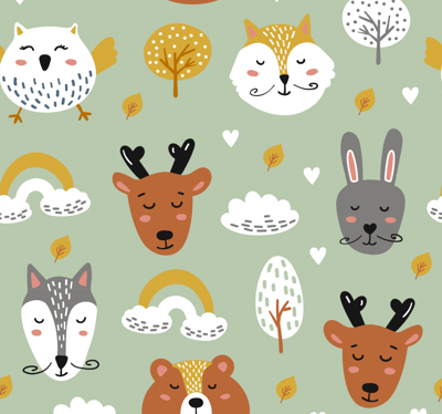 Slaapkamer behang dieren in scandinavische stijl