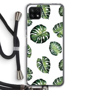 Tropische bladeren: Samsung Galaxy A22 5G Transparant Hoesje met koord