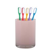 Home & Styling badkamer bekers - tandenborstelhouder - Troyes - kunststof - roze - 7 x 9 cm