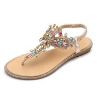 Vrouwelijke Strass flats sandalen schoenmaat: 40 (goud kleur drill)
