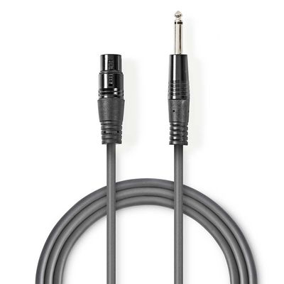 Nedis Ongebalanceerde Audiokabel | XLR 3-Pins Female | 6,35 mm Male | 3 m | Donkergrijs | 1 stuks - COTH15120GY30 COTH15120GY30