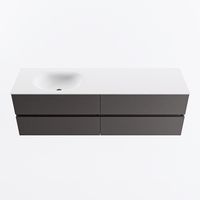 MONDIAZ VICA 160cm badmeubel onderkast Dark Grey 4 lades. Wastafel MOON links 1 kraangat, kleur Talc.
