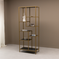 Vakkenkast 'Guus' 80 x 200cm, kleur goud / zwart marmer