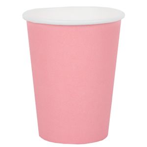 10x stuks feest/verjaardag bekertjes karton roze - 270 ml