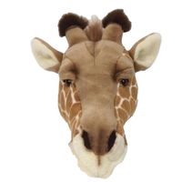 Trofee giraffe kop van pluche - thumbnail