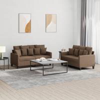 2-delige Loungeset met kussens stof bruin