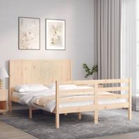 Bedframe met hoofdbord massief hout 140x190 cm
