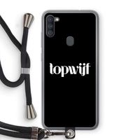 Topwijf Zwart: Samsung Galaxy A11 Transparant Hoesje met koord Topwijf Zwart: Samsung Galaxy A11 Transparant Hoesje met koord