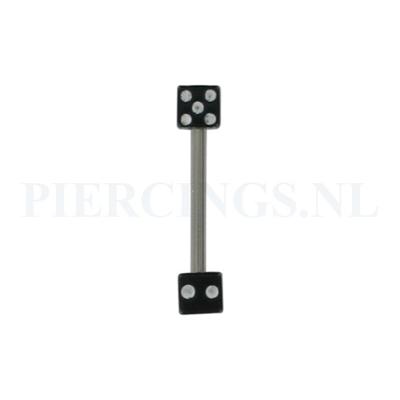 Tongpiercing dobbelsteen zwart