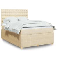 Boxspring met matras stof crèmekleurig 140x190 cm