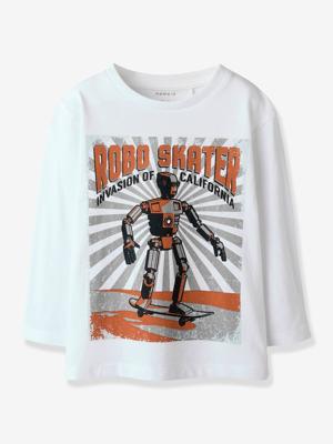 T-shirt met lange mouwen voor jongens NAME IT Boxy-Fit wit