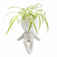Bloempot Mannetje Zittend Wit