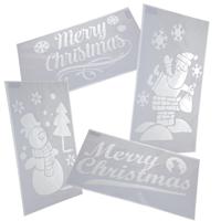 Kerst raamsjablonen - set 4x st - 54 cm - kunststof - raamdecoratie - raamversiering - thumbnail