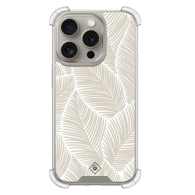 iPhone 15 Pro shockproof hoesje - Palmy leaves beige