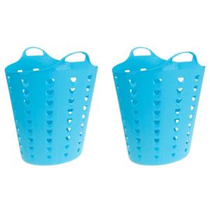 Flexibele wasmand - Set van 2x stuks - blauw - 60 liter - kunststof - 47 x 50 cm