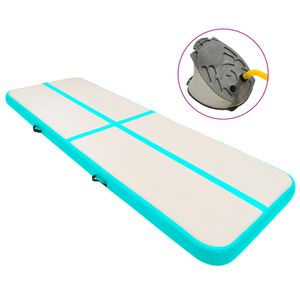 VidaXL Gymnastiekmat met pomp opblaasbaar 400x100x15 cm pvc groen