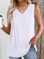 V Neck Casual Plain Loose Tank Top