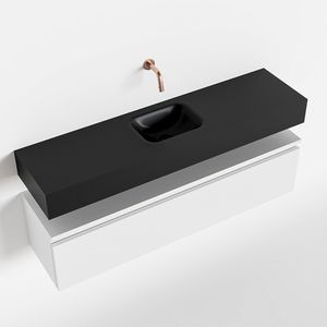 Toiletmeubel Mondiaz Andor | 120 cm | Meubelkleur Talc | Lex vrijhangend wastafel Urban Midden | Zonder kraangat