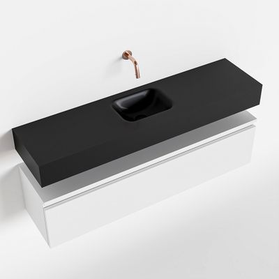 Toiletmeubel Mondiaz Andor | 120 cm | Meubelkleur Talc | Lex vrijhangend wastafel Urban Midden | Zonder kraangat