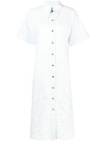 GANNI robe-chemise mi-longue à broderie anglaise - Bleu