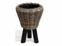Bloempot Drypot wooden legs black 33X45 cm - Van der Leeden
