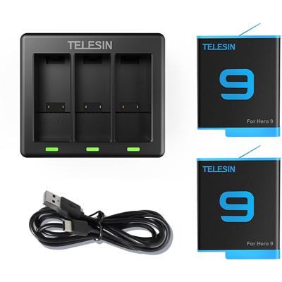 Telesin Charger For 3 Batteries + 2X accu voor GoPro 9,10,11,12