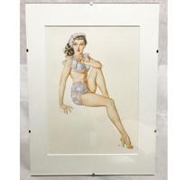 Pin up Meisje Stil Gelimiteerd Art In Lijst Met Glas