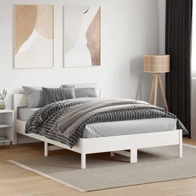 Bedframe zonder matras massief grenenhout wit 135x190 cm