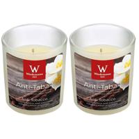 Trend Candles Geurkaars - 2x - in glas - Anti tabac aroma - 25 branduren - 7 x 8 cm