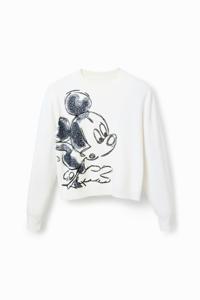 Korte trui met borduursel van Mickey Mouse - WHITE - M