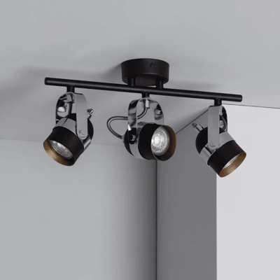 Plafondspot &apos;Rob&apos; 3 spots zwart verstelbaar modern GU10 fitting