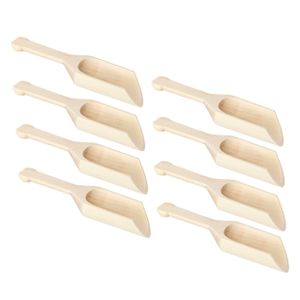 Schep lepeltjes - 8x - hout - beige - 17 x 6 cm