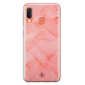 Samsung Galaxy A20e siliconen hoesje - Marmer roze
