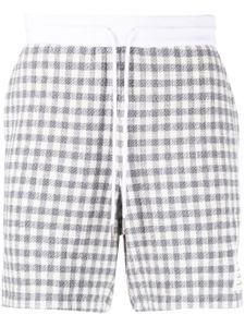 Thom Browne gingham-check track shorts - Gris