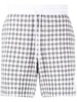 Thom Browne gingham-check track shorts - Gris