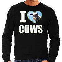 I love cows sweater / trui met dieren foto van een koe zwart voor heren