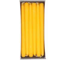 12x Lange kaarsen geel 25 cm 8 branduren dinerkaarsen/tafelkaarsen   -