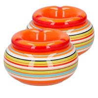 G.Wurm Storm asbak Casablanca - 2x stuks - Keramiek - oranje/multi kleuren - 11 x 6 cm