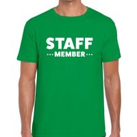 Staff member / personeel tekst t-shirt groen heren - thumbnail