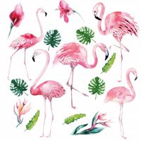 Muursticker - Flamingo's en bloemen