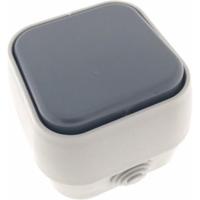 Wandcontactdoos - opbouw - IP54 - 10A - wit/antraciet - stof- en waterdicht