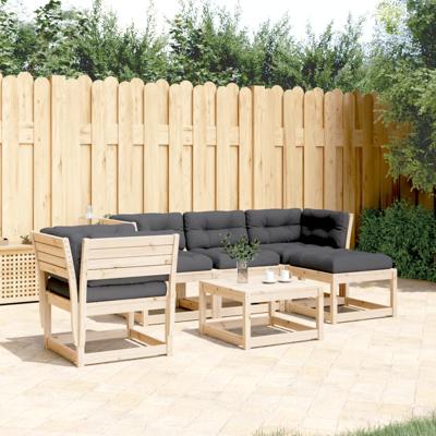 5-delige Loungeset met kussens massief grenenhout