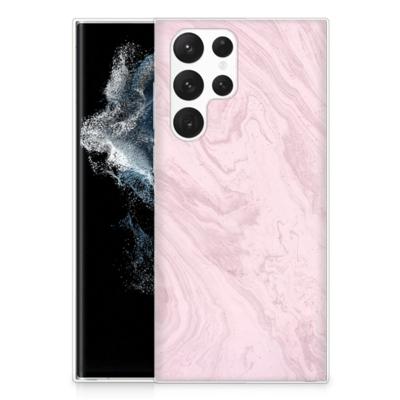Samsung Galaxy S22 Ultra | TPU | Siliconen hoesje | Marble Pink - Origineel Cadeau Vriendin