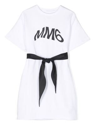 MM6 Maison Margiela Kids t-shirt ceinturé à logo imprimé - Blanc