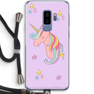 Roze eenhoorn: Samsung Galaxy S9 Plus Transparant Hoesje met koord