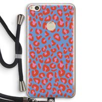 Leopard blue: Huawei Ascend P8 Lite (2017) Transparant Hoesje met koord