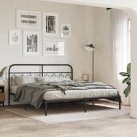 Bedframe met hoofdbord metaal zwart 183x213 cm