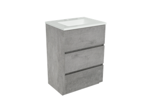 Storke Edge staand badkamermeubel 60 x 46 cm beton donkergrijs met Diva enkele wastafel in glanzend composiet marmer