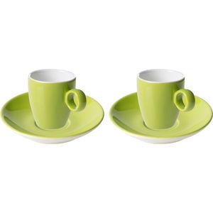 Maastricht Porselein Espressokop en schotel Bart Colour Cafe 6.5 cl - 11 cm Groen Porselein 2 stuks