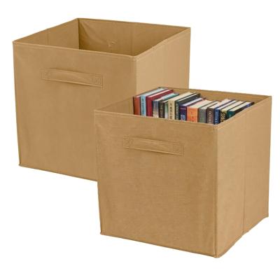 Opbergmand/kastmand Square Box - 2x - karton/kunststof - 29 liter - beige - 31 x 31 cm